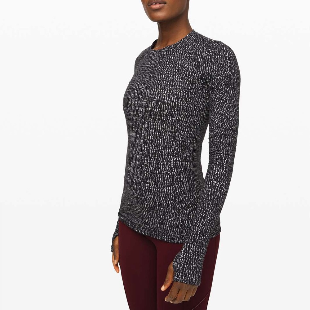 Lululemon Runderful Long Sleeve (Knotted Jacquard Black White)